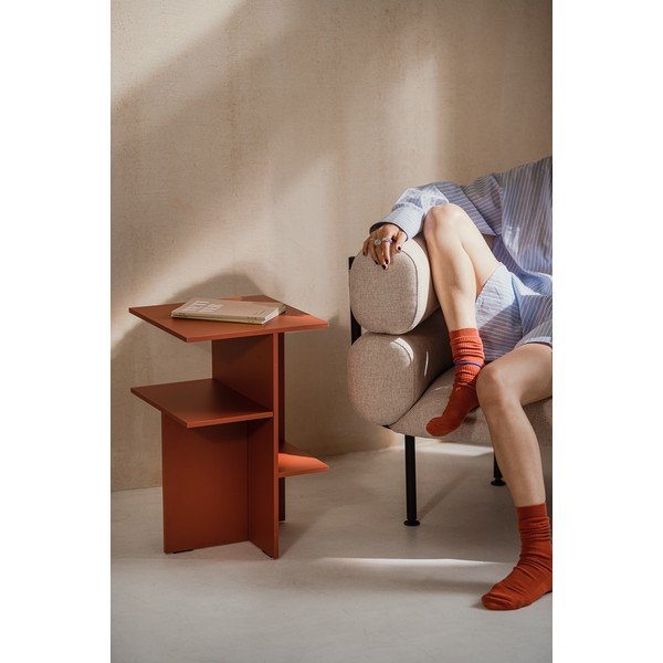 Noćni ormarić s policama boje terakote Atik – noo.ma-image-1