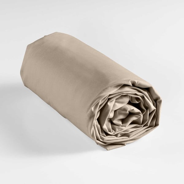 Svjetlo smeđa pamučna plahta s gumom 180x200 cm Lina – douceur d'intérieur-image-4