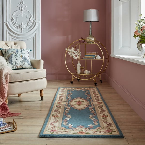 Plavi vuneni tepih Flair Rugs Aubusson, 67 x 210 cm-image-1