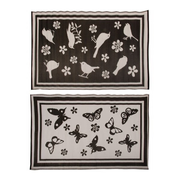 Set od 2 crno-bijela vrtna tepiha Esschert Design, 180 x 118,5 cm