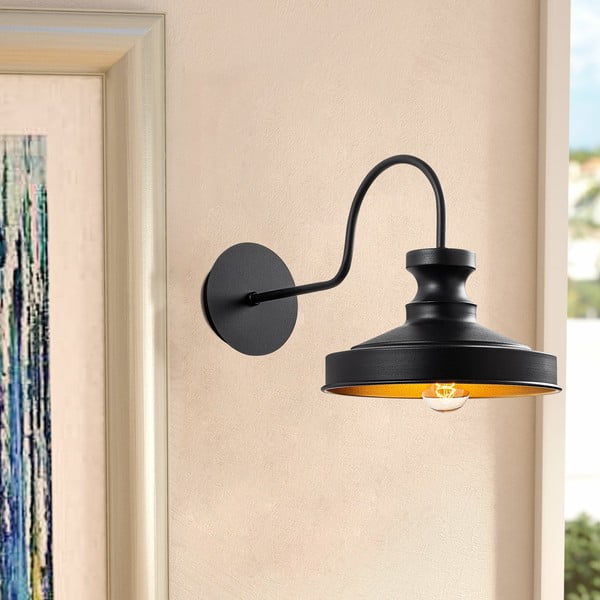 Crna zidna lampa ø 22 cm Kiruna – Opviq lights-image-1