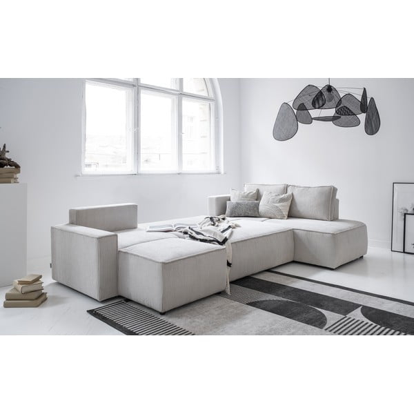 Bijela sklopiva kutna garnitura od samta (s desnim kutom/u obliku slova "U") Brave Dave – Miuform-image-3