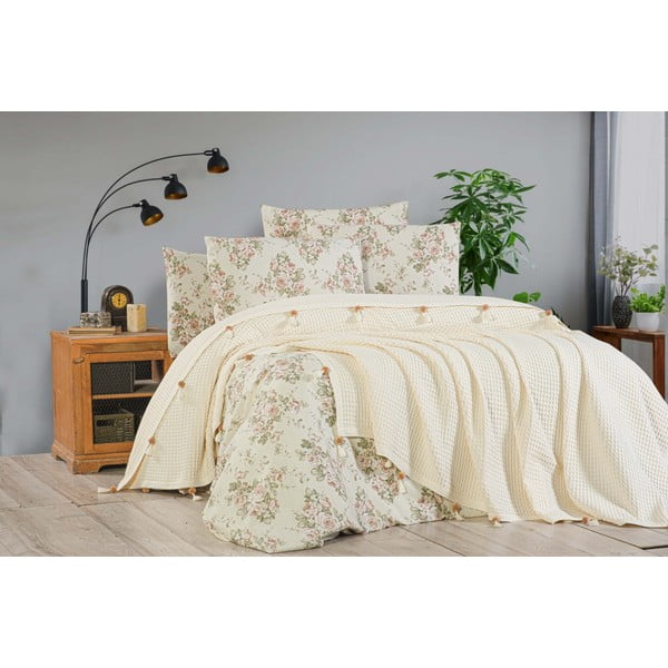 Krem pamučni prekrivač za bračni krevet 200x240 cm - Mila Home