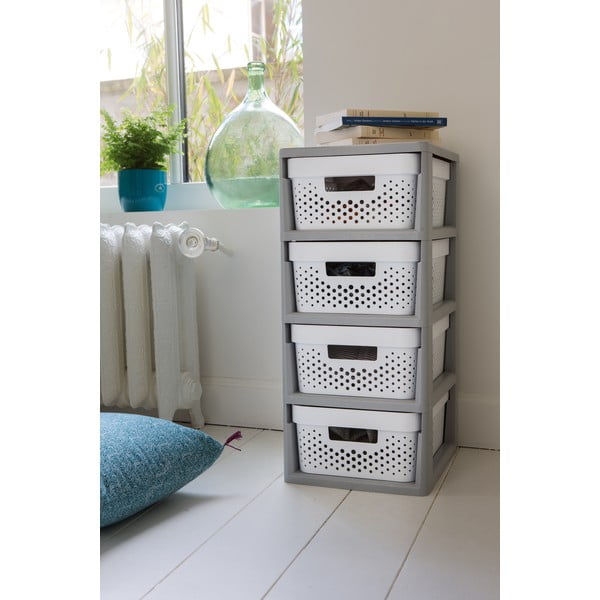 Bijeli/sivi plastični regal na kotačima 29,5x65,5 cm Infinity – Curver-image-2