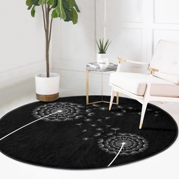 Crni periv/pogodan za robotski usisavač okrugli tepih ø 80 cm Comfort – Mila Home-image-2