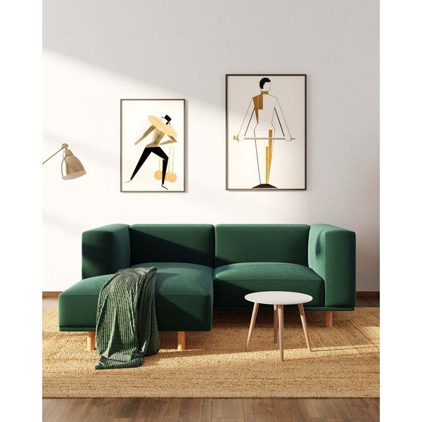 Tamno zelena baršunasta kutna garnitura (s lijevim kutom) Kukumo – Ame Yens-image-1