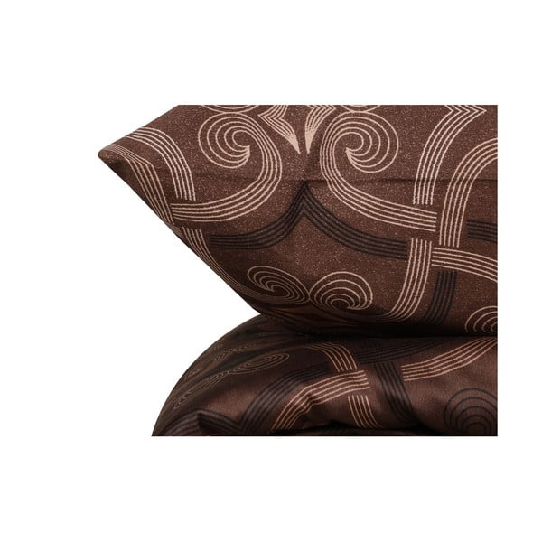 Smeđa posteljina za bračni krevet od pamučnog satena 200x200 cm Pandora – Mijolnir-image-4