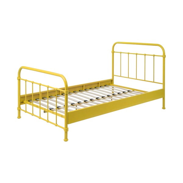 Žuti metalni dječji krevet Vipack New York, 120 x 200 cm