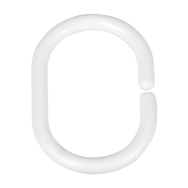 Set s 12 bijelih prstena za šipku za tuš zavjesu Wenko Shower Hooks