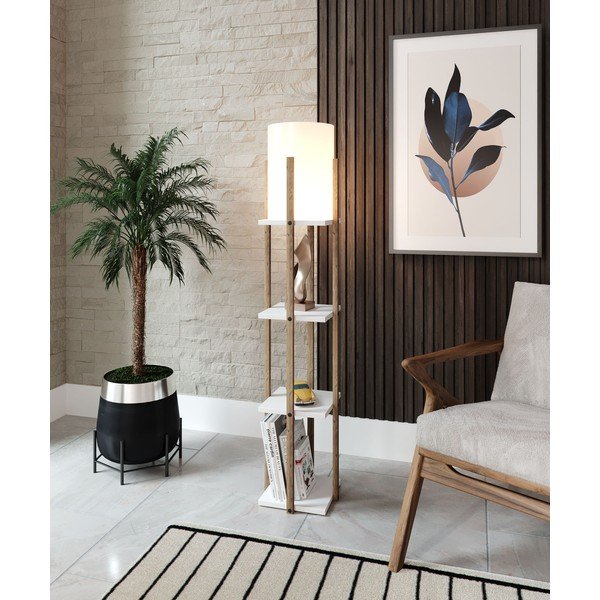 Bijela/u prirodnoj boji stojeća svjetiljka (visina 135 cm) Nora – Opviq lights-image-1