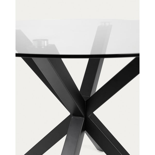 Crni okrugao stolić za kavu sa staklenom pločom stola ø 82 cm Argo – Kave Home-image-3