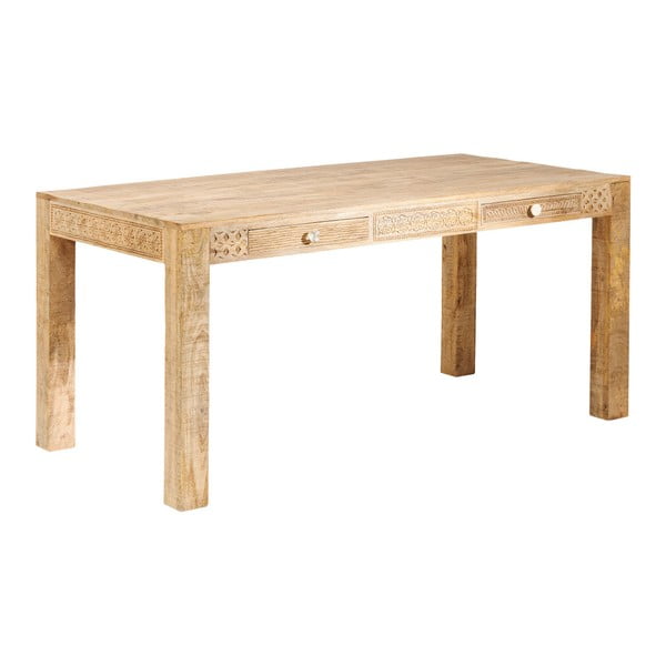 Blagovaonski stol s 2 ladice i ručno izrezbarenim detaljima Kare Design Puro, dužine 180 cm