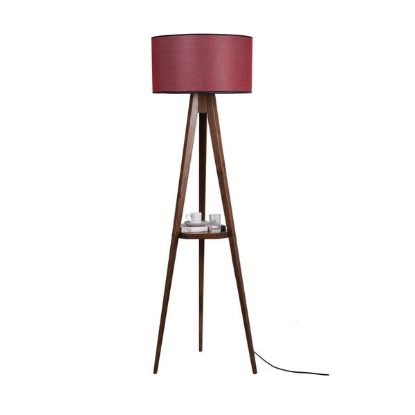 Crvena/smeđa stojeća svjetiljka s tekstilnim sjenilom (visina 153 cm) Sehbalı Tripod – Opviq lights