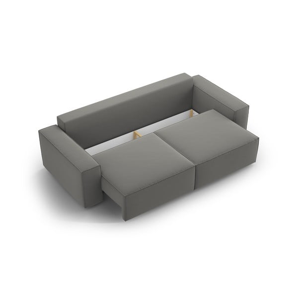 Svijetlo siva baršunasti sklopiva/s prostorom za odlaganje sofa 247 cm Jodie – Micadoni -image-4