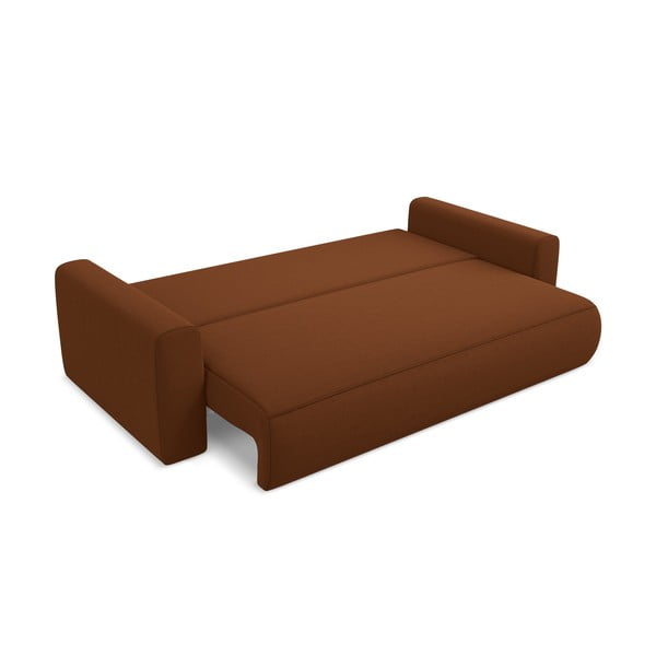 Baršunasti sklopiva/s prostorom za odlaganje sofa boja terakote 238 cm Kapua – Makamii-image-3