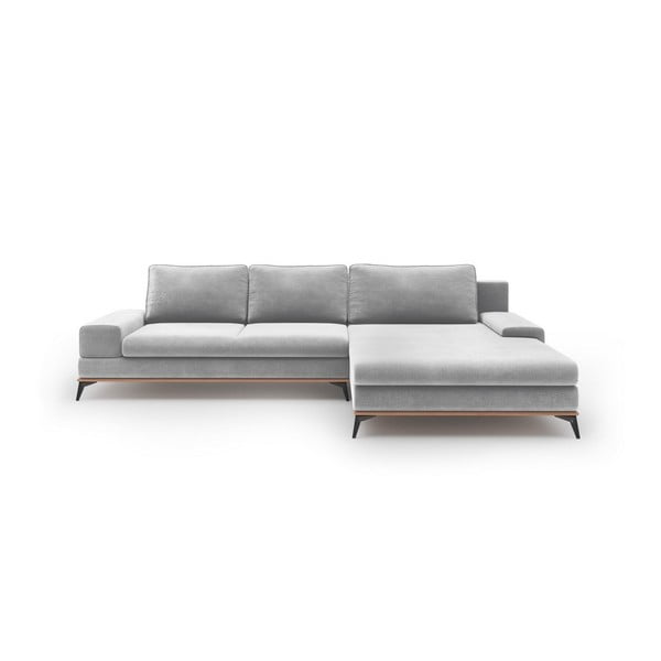 Svijetlo sivi kauč na razvlačenje s baršunastim pokrivačem Windsor &amp; Co Sofas Astre, desni kut