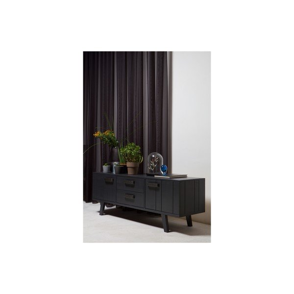 Crna TV komoda od masivnog bora 150x55 cm Watch – De Eekhoorn-image-2