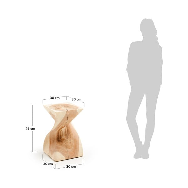 Pomoćni stol od masivnog drva munggura 30x30 cm Hakon – Kave Home-image-4