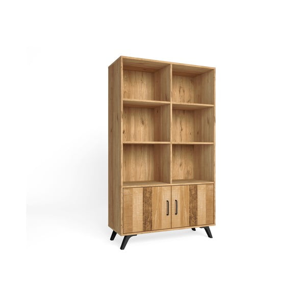 Polica za knjige u dekoru hrasta u prirodnoj boji 92x160 cm Nordic - Marckeric-image-2