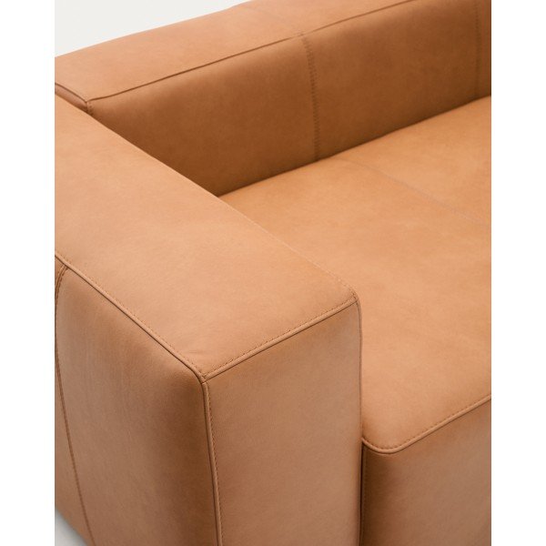 Smeđa kožna sofa 240 cm Blok – Kave Home-image-4