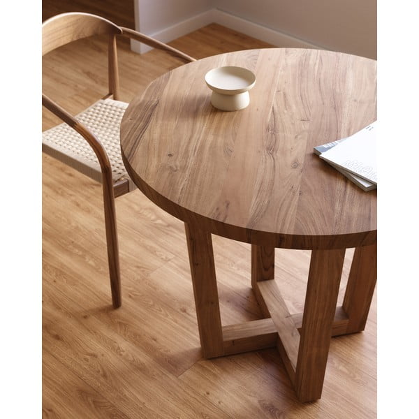 Okrugli blagovaonski stol od masivnog bagrema u prirodnoj boji ø 90 cm Nahla – Kave Home-image-1
