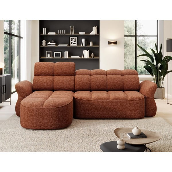 Baršunasti sklopiva/s prostorom za odlaganje kutna garnitura boja terakote (s lijevim kutom/s ležaljkom) Beneth – ELTAP-image-1