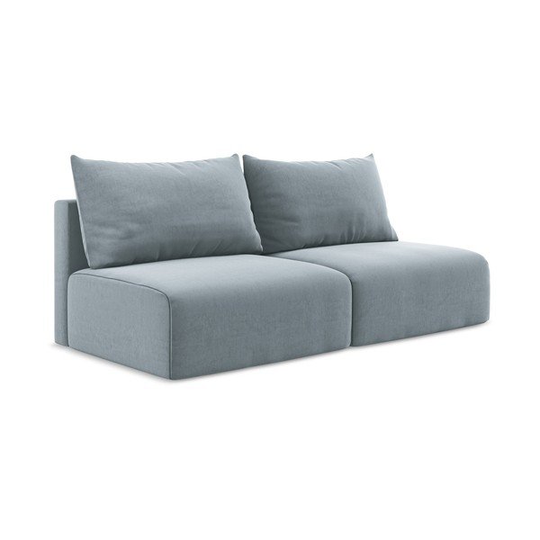 Plava baršunasti sklopiva/s prostorom za odlaganje sofa 216 cm Kalena – Makamii-image-2