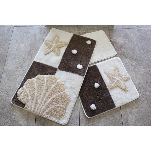 Smeđe-bijele kupaonske prostirke u setu od 3 komada 100x60 cm - Foutastic-image-2