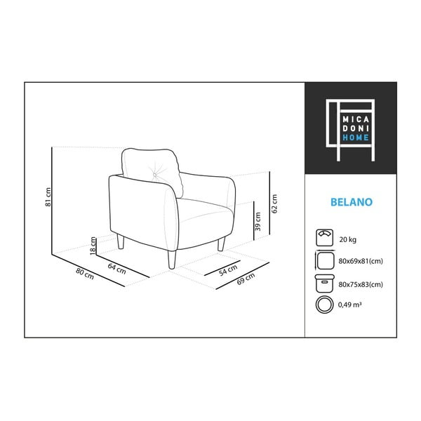 Plava stolica Micadoni Home Belano-image-2