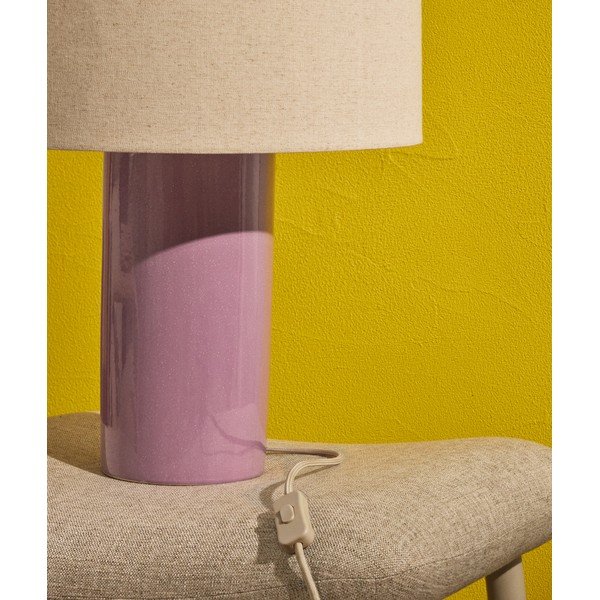 Ljubičasta/bež stolna lampa s tekstilnim sjenilom (visina 52 cm) Toneric – Kave Home-image-3