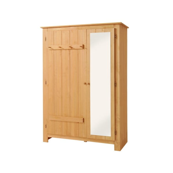 Ormar od masivnog bora s ogledalom u prirodnoj boji 120x170 cm Bertram – Støraa