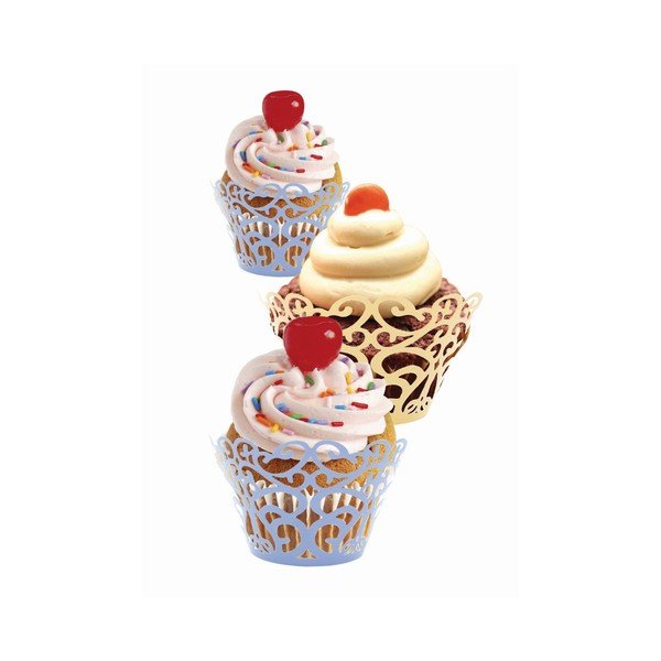 Set od 12 papirnatih cupcakesa na ružičastim kolačićima od čipke-image-1