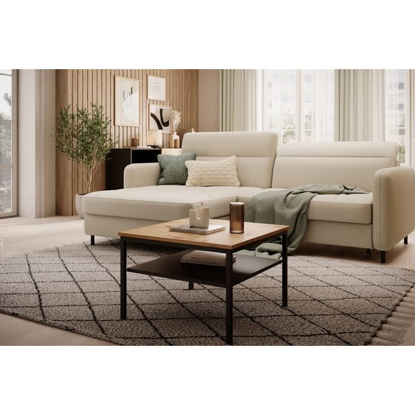 Bež baršunasti sklopiva/s prostorom za odlaganje kutna garnitura (s lijevim kutom/s ležaljkom) Gomsi – ELTAP-image-3