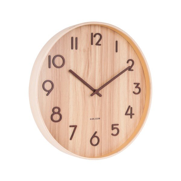 Svjetlosmeđi zidni sat od drveta lipe Karlsson Pure Medium, ø 40 cm-image-2