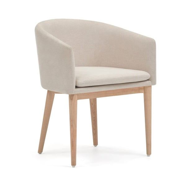 Krem podstavljena blagovaonska stolica s naslonima za ruke Harlan – Kave Home