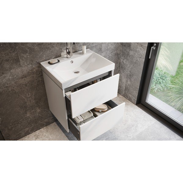 Bijeli zidni ormarić za ispod umivaonika u mat dekoru 61x65 cm Bodera – Germania-image-1