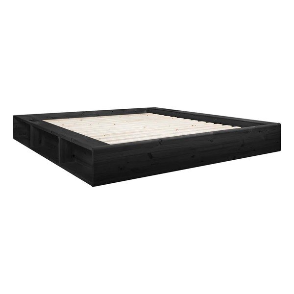 Crni bračni krevet od punog drveta s crnim futonom Comfort Karup Design Ziggy, 160 x 200 cm-image-3