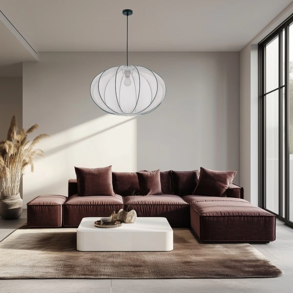 Bijela viseća svjetiljka s tekstilnim sjenilom ø 60 cm Mellow – Candellux Lighting-image-1