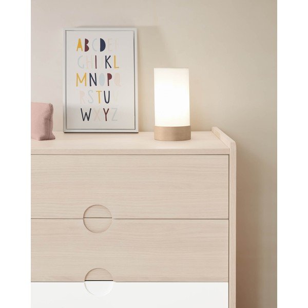 Bijela/u prirodnoj boji stolna lampa od masivne bukve s tekstilnim sjenilom (visina 26 cm) Slat – Kave Home-image-1