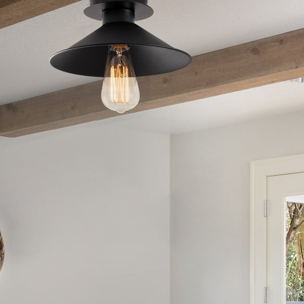 Crna stropna svjetiljka s metalnim sjenilom ø 24 cm Berceste – Opviq lights-image-1