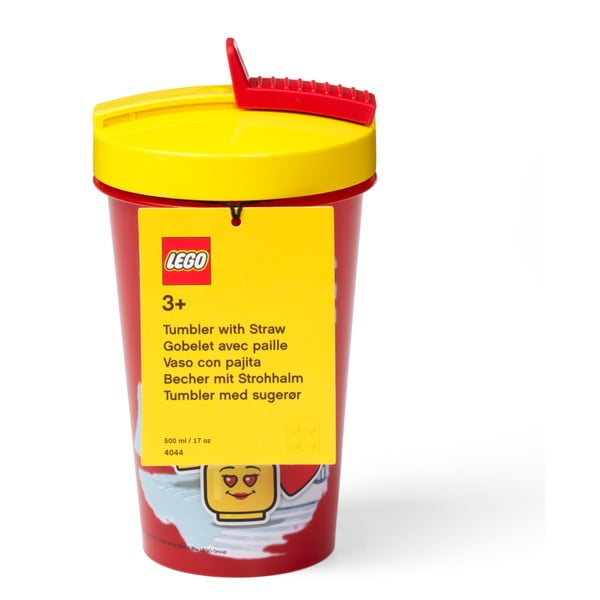 Crvena čaša sa žutim poklopcem i slamkom LEGO® Iconic, 500 ml-image-1
