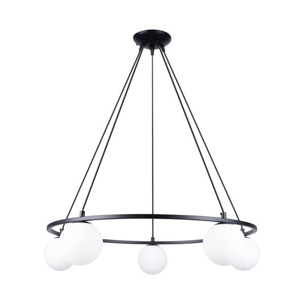 Bijela/crna viseća svjetiljka sa staklenim sjenilom Umerta – Sollux