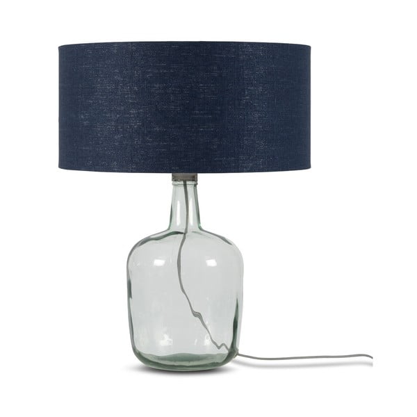 Stolna lampa s tamnoplavim sjenilom i konstrukcijom od recikliranog stakla Good &amp; Mojo Murano, ⌀ 47 cm