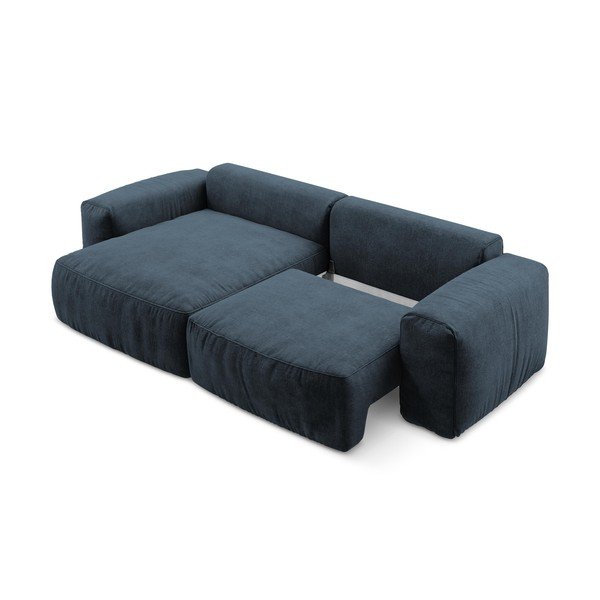 Tamno plava sklopiva kutna garnitura od šenila (s lijevim kutom/s ležaljkom) Kuki – Makamii-image-4