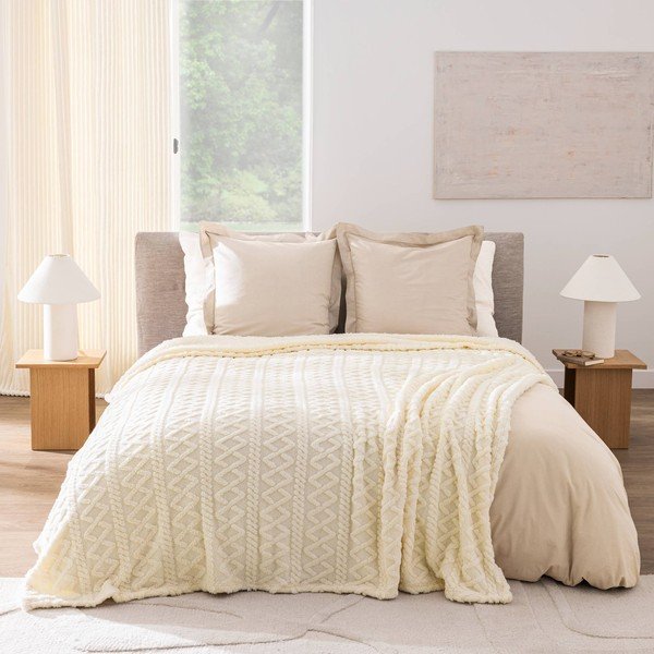 Krem deka od sherpa flisa 220x240 cm Edgar – douceur d'intérieur-image-1