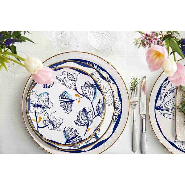Set od 6 bijelih porculanskih desertnih tanjura s plavim cvjetovima Mia Bleu Pasta, ⌀ 19 cm-image-1