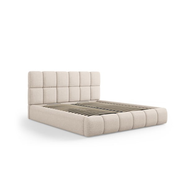 Bež tapecirani bračni krevet s prostorom za odlaganje s podnicom 160x200 cm Bellis – Micadoni Home