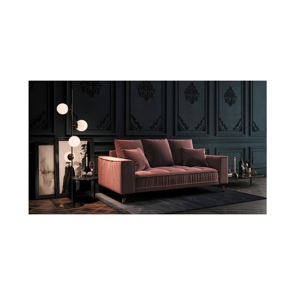 Tamnoružičasti baršunasti kauč Devichy Chloe, 204 cm-image-3