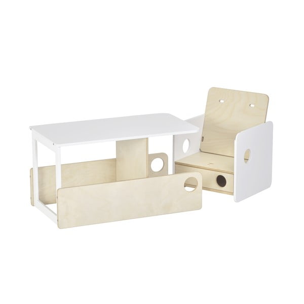 Bijela/u prirodnoj boji dječja blagovaonska stolica Nuun – Kave Home-image-4