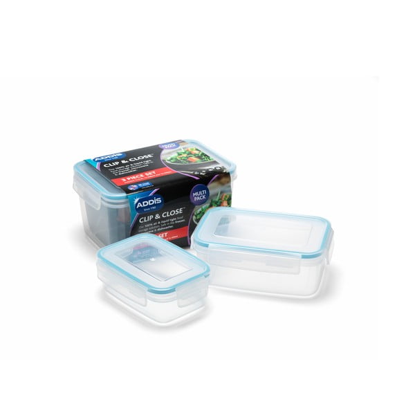 Set od 3 posude s poklopcem za hranu Addis Clip And Close Rectangular-image-1
